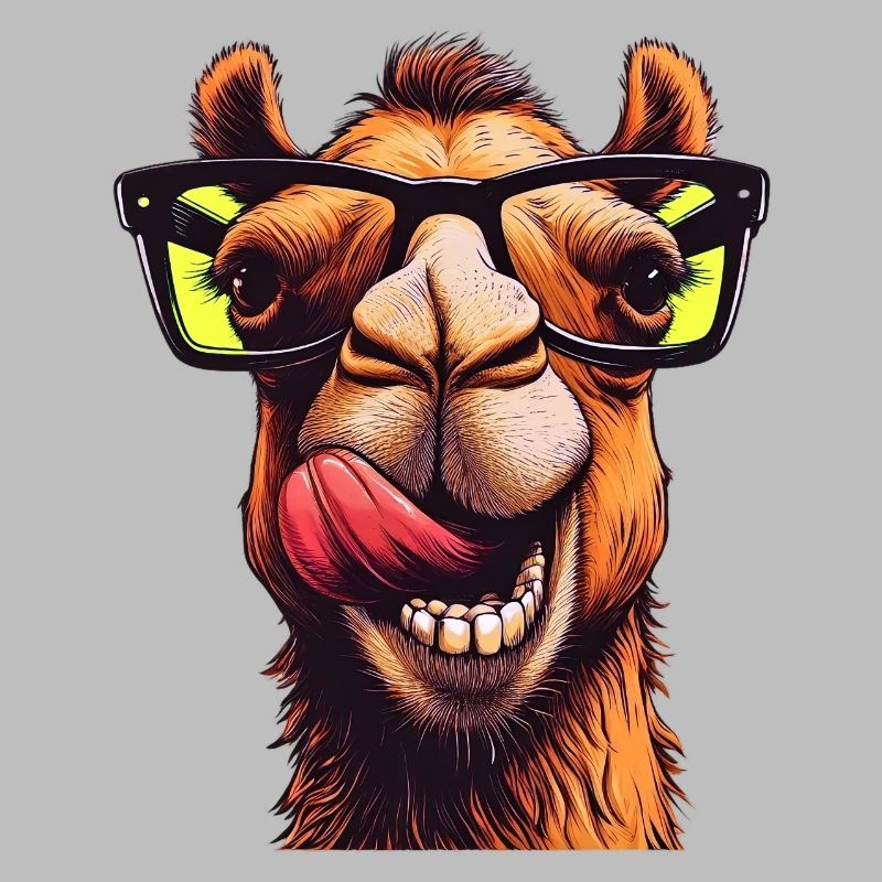 Camel avec lunettes de soleil