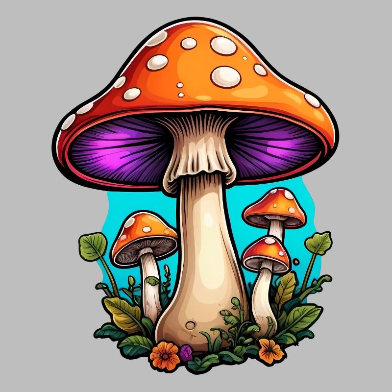Glowing Forest Mushrooms Neon