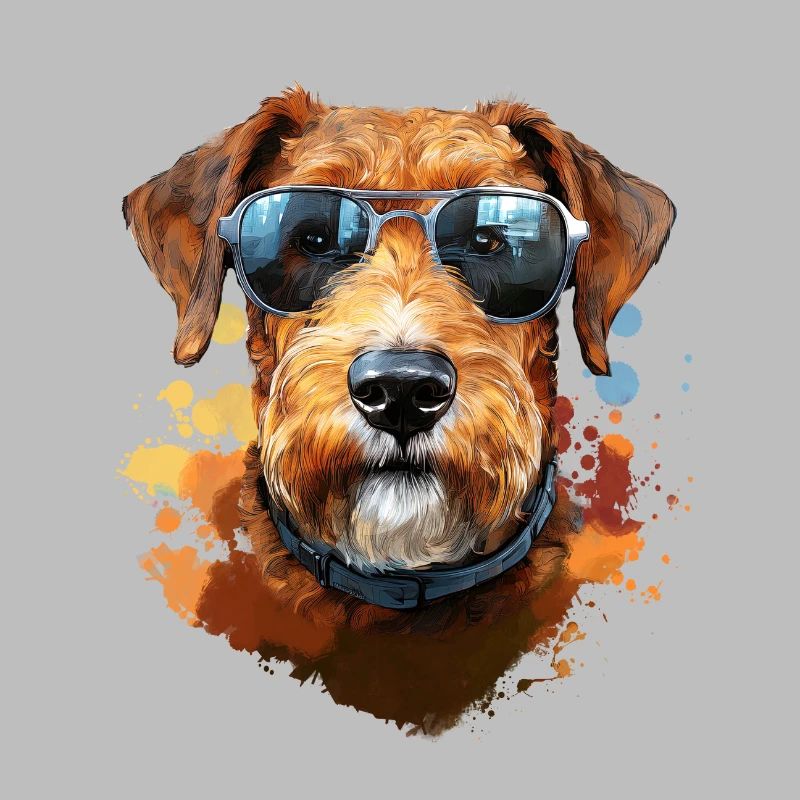 Airedale Terrier mit Sonenbrille