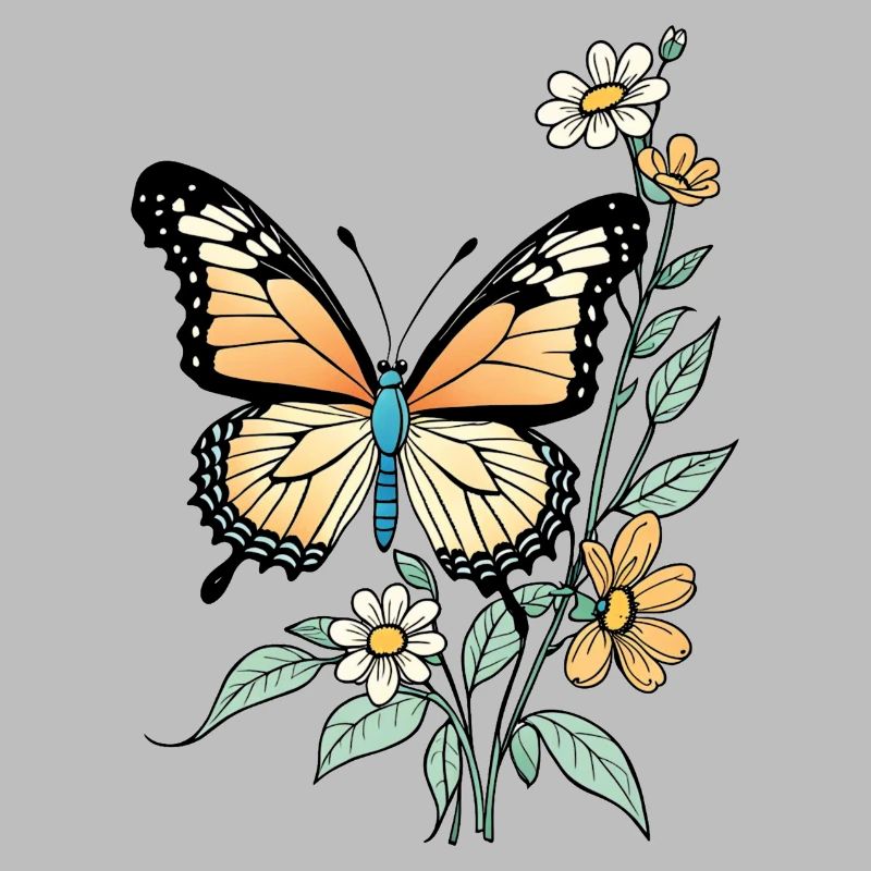 Papillon Avec Des Fleurs, Papillon