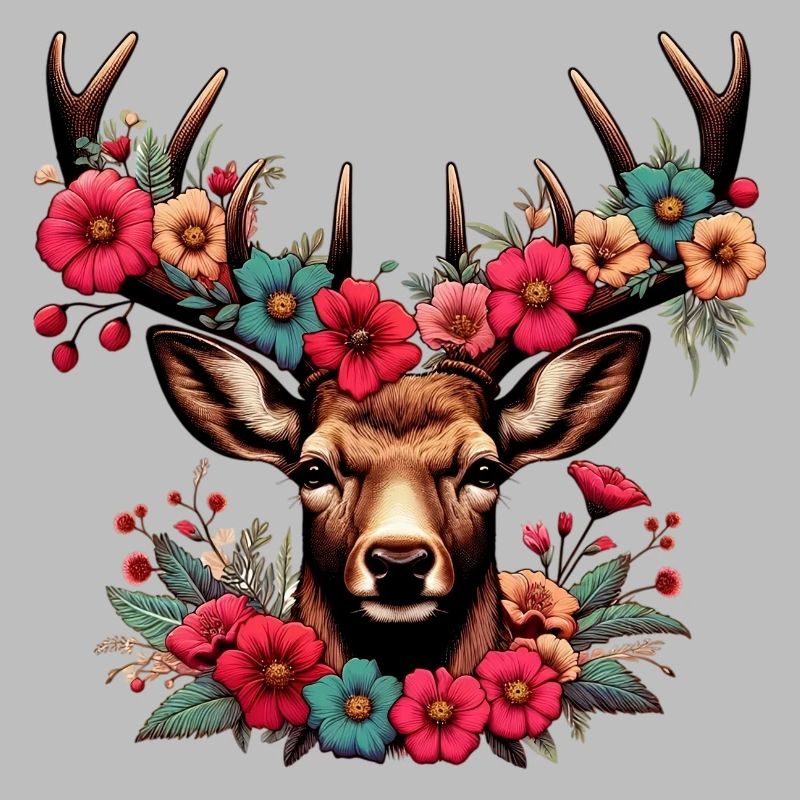 Cerf avec des fleurs
