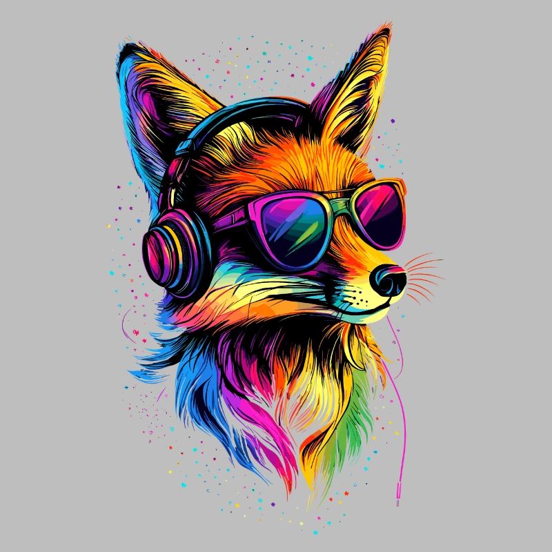 Fuchs DJ Kopfhörer Bunt Regenbogen Musik Füchse
