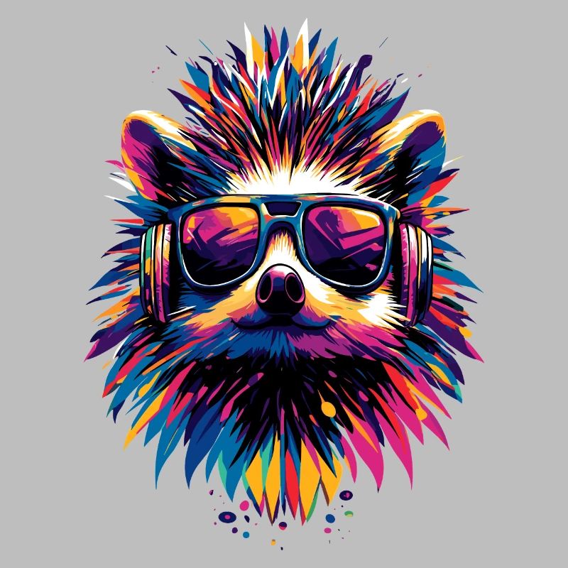 Igel Popart Kopfhörer Sonnenbrille Bunt Süßer Igel