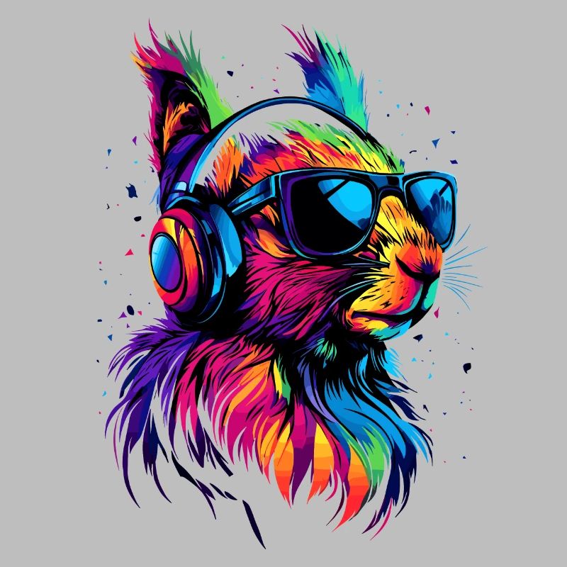 Eichhörnchen Kopfhörer Bunt Popart DJ Eichhörnchen