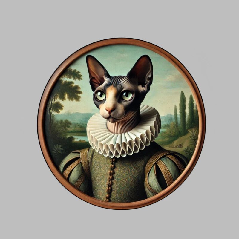 Portrait d’un chat sphynx de style Renaissance