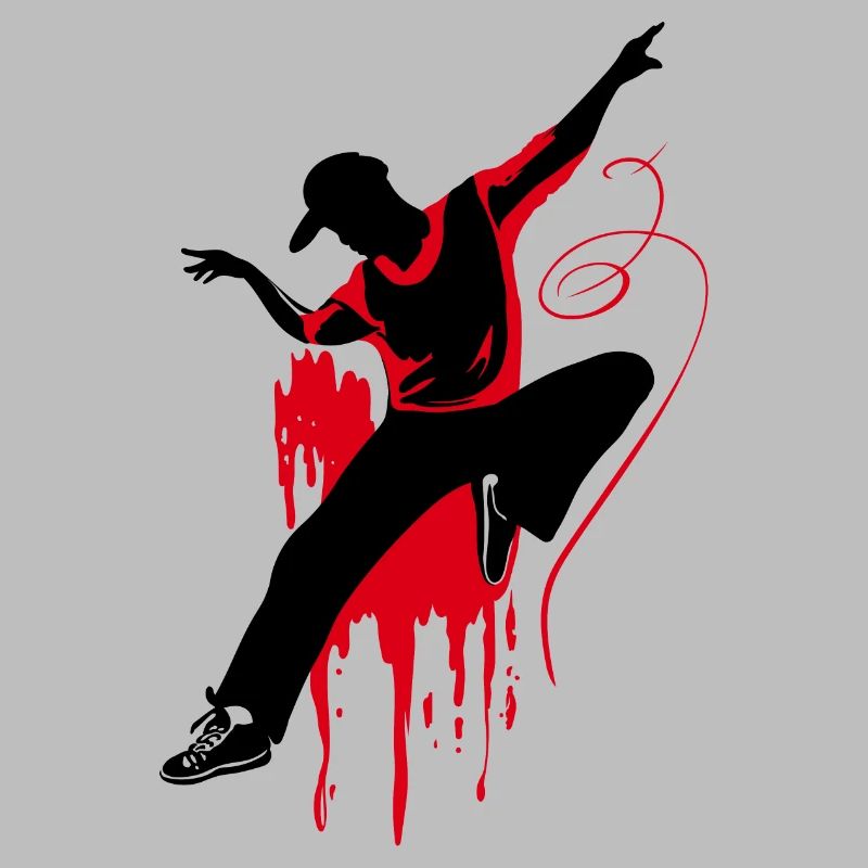 Breakdancer Dancer Silhouette en Rouge Noir