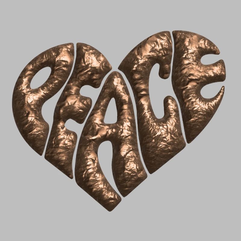 Peace Herz 3d Kupfer
