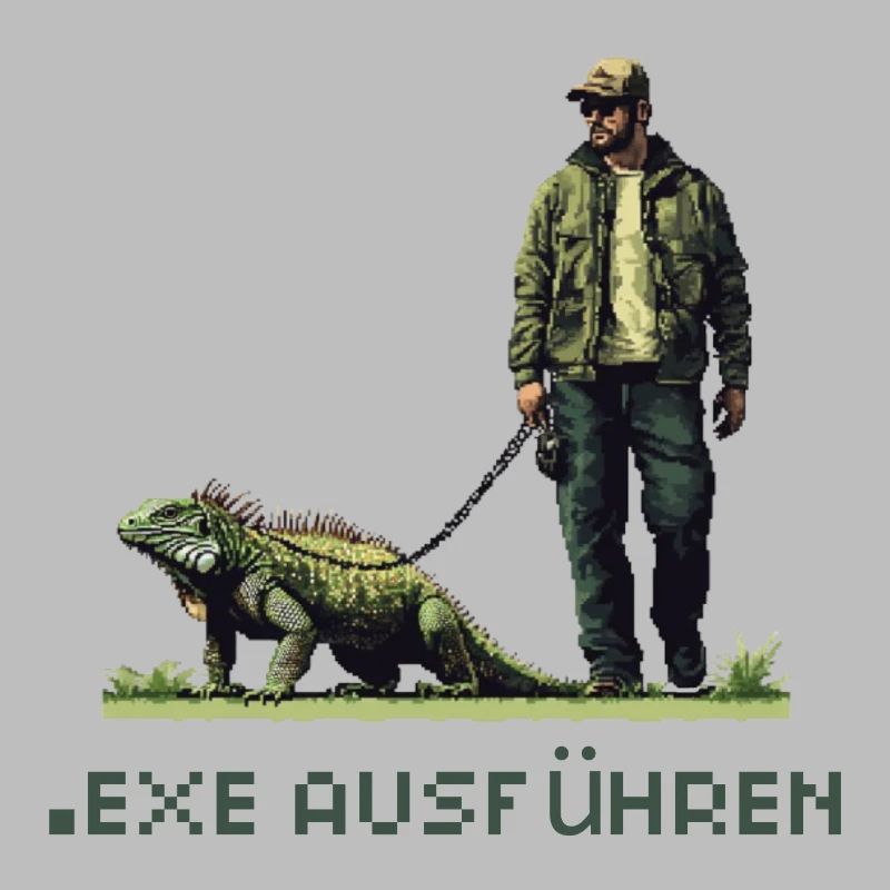 EXE AUSFÜHREN Lustiges Nerd IT Pixel Echse Design