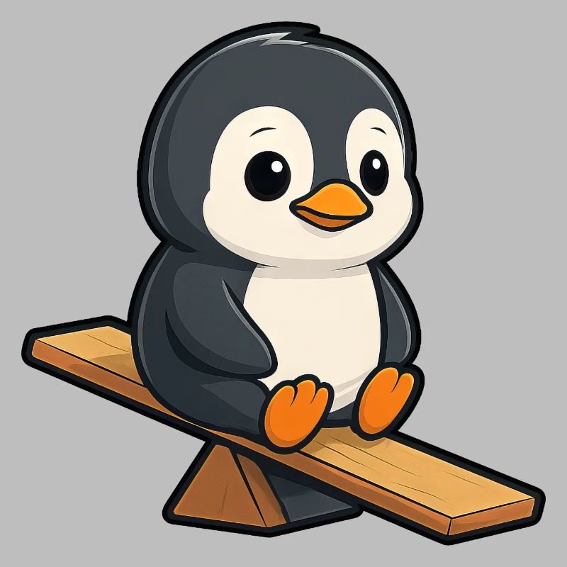 pingouin mignon sur le dessin animé du terrain de jeu à bascule
