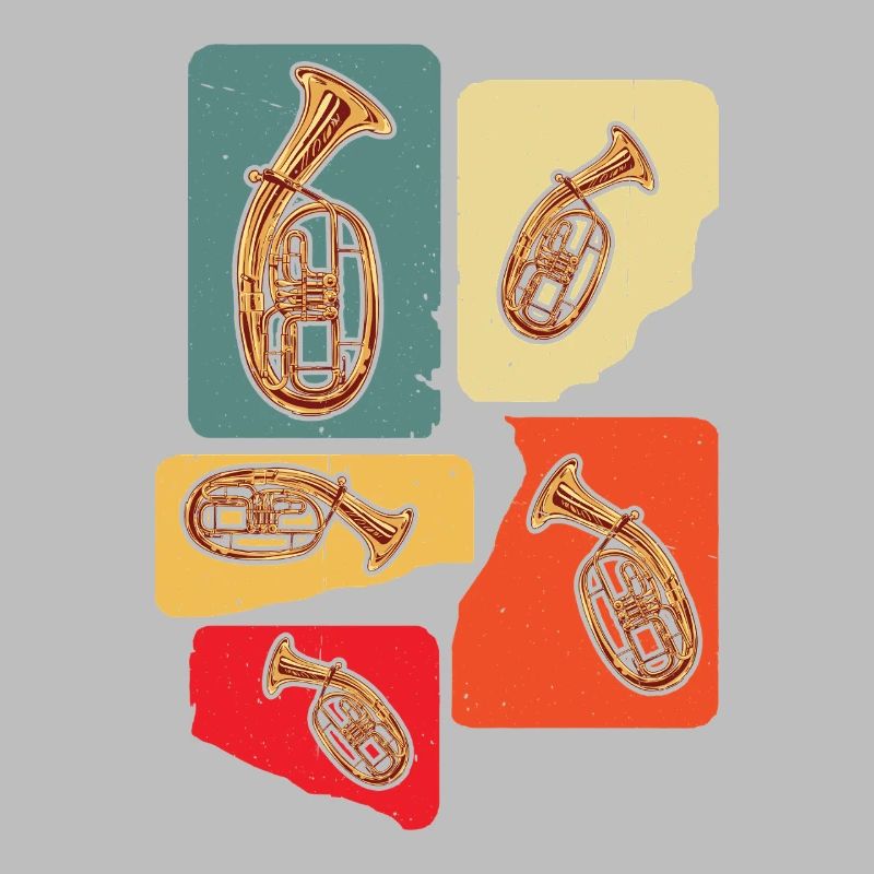 Conception créative de cor ténor dans des couleurs rétro