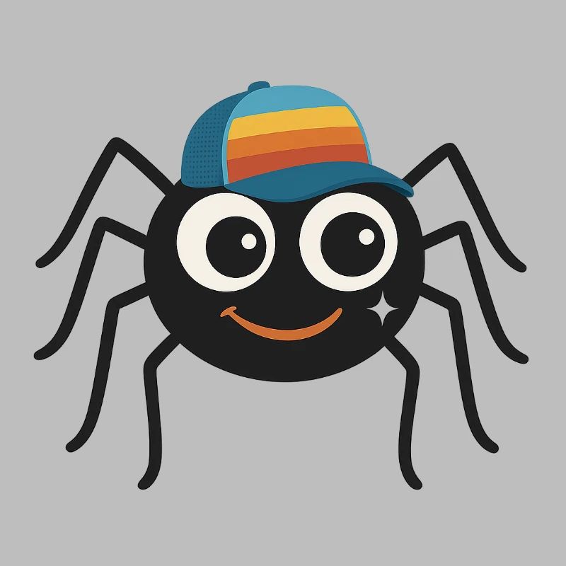 Cool spider with retro cap – cute & cheeky