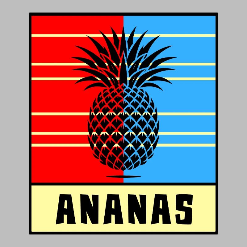 Style pop à l’ananas – Rouge et bleu