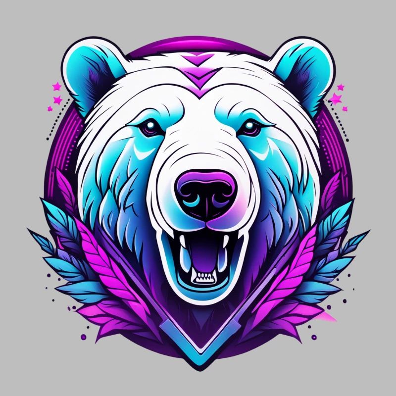 Ours blanc avec des accents de néon
