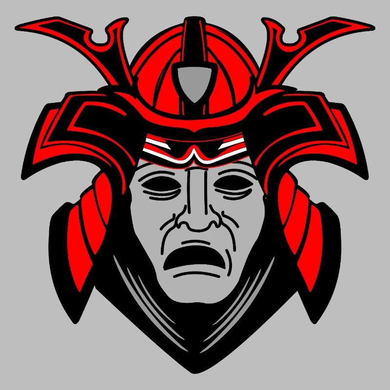 Gloomy Samurai Face with Helmet