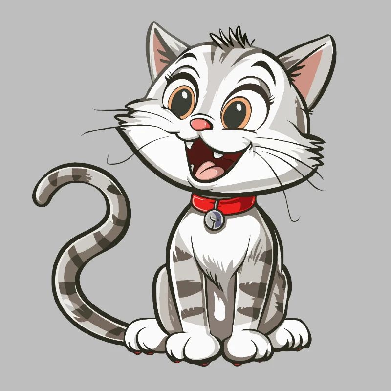 Chat animé joyeux avec collier