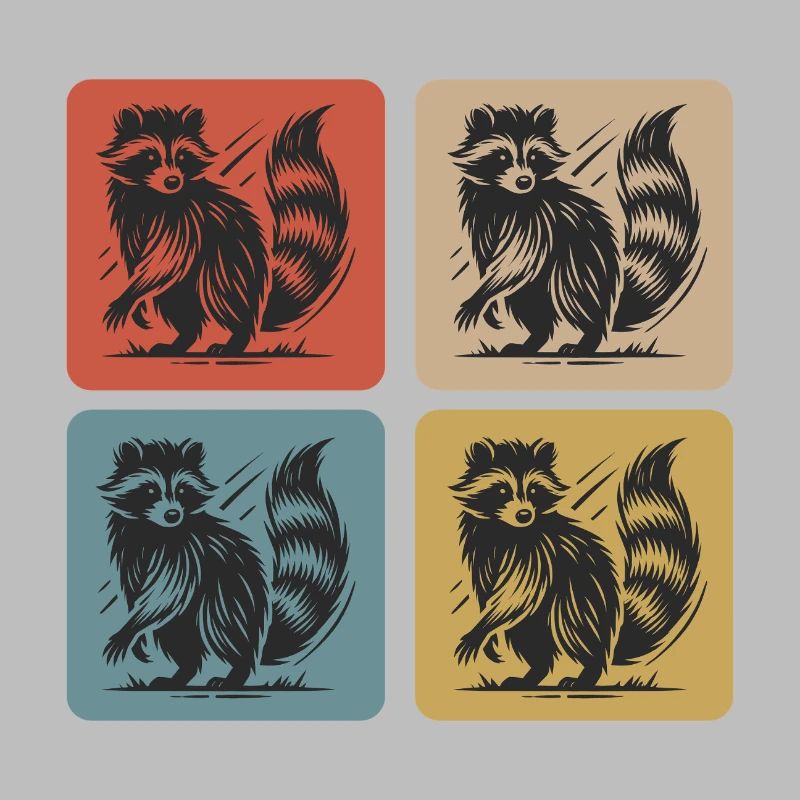Stylish raccoon retro design