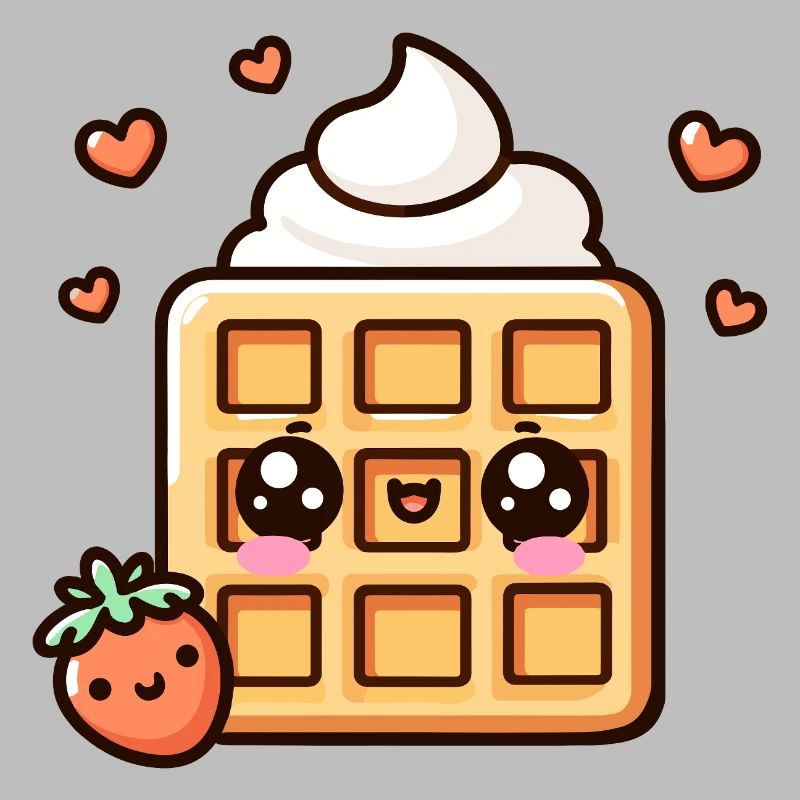 Kawaii Waffle Dessert Illustration