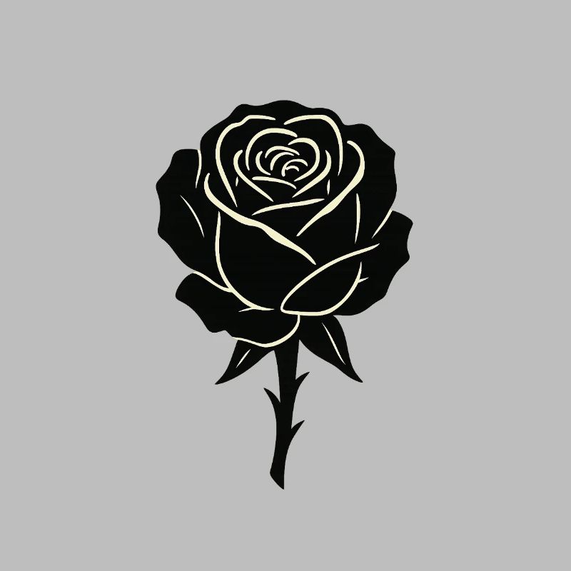 Black Rose Outline Design