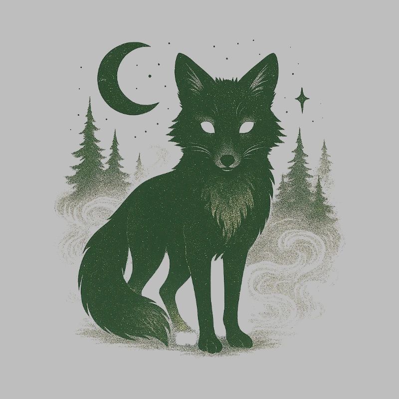 Mystical forest fox at moonlit night