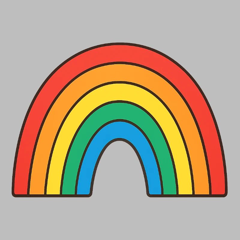 Lebendige Regenbogen-Illustration in Retrofarben