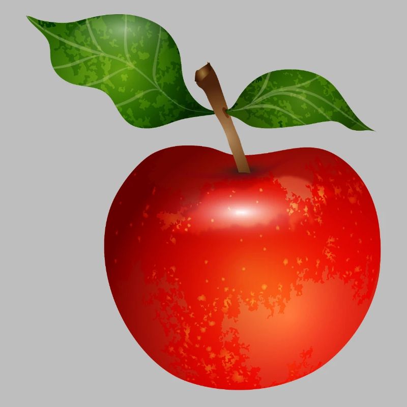 Leuchtend roter Apfel mit Blättern Illustration