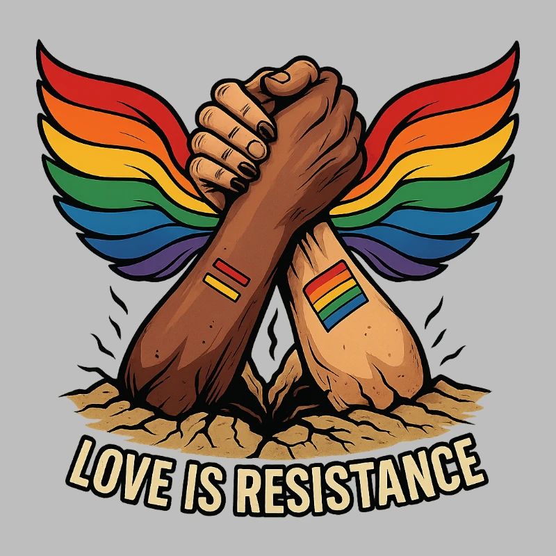 Einheit in Pride Handschließe mit Regenbogenflügeln