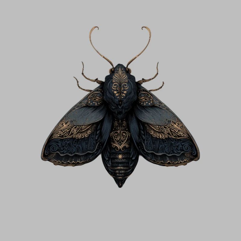 Illustration de papillon de nuit ornée avec des détails complexes