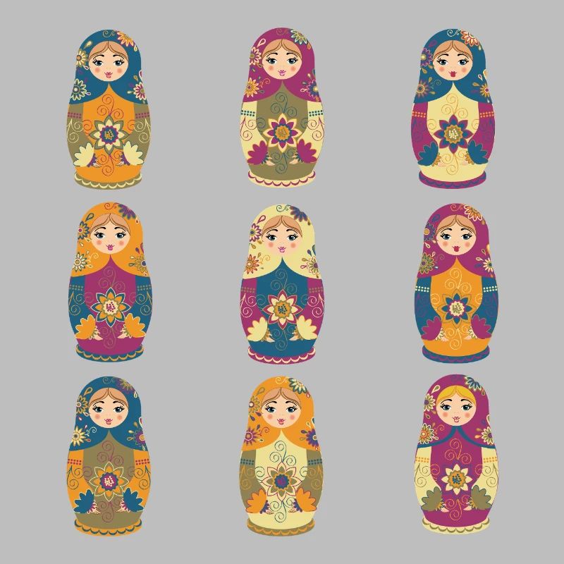 Traditional Russian Matryoshka Dolls Pattern