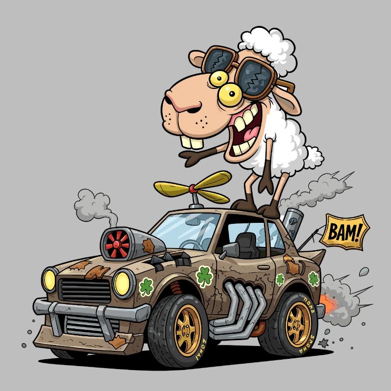 Whimsical Sheep Roaring 