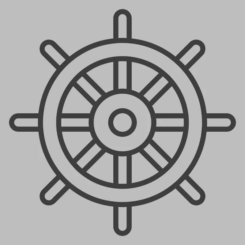 Schiffsrad-Symbol – Nautische Strichzeichnung Stil