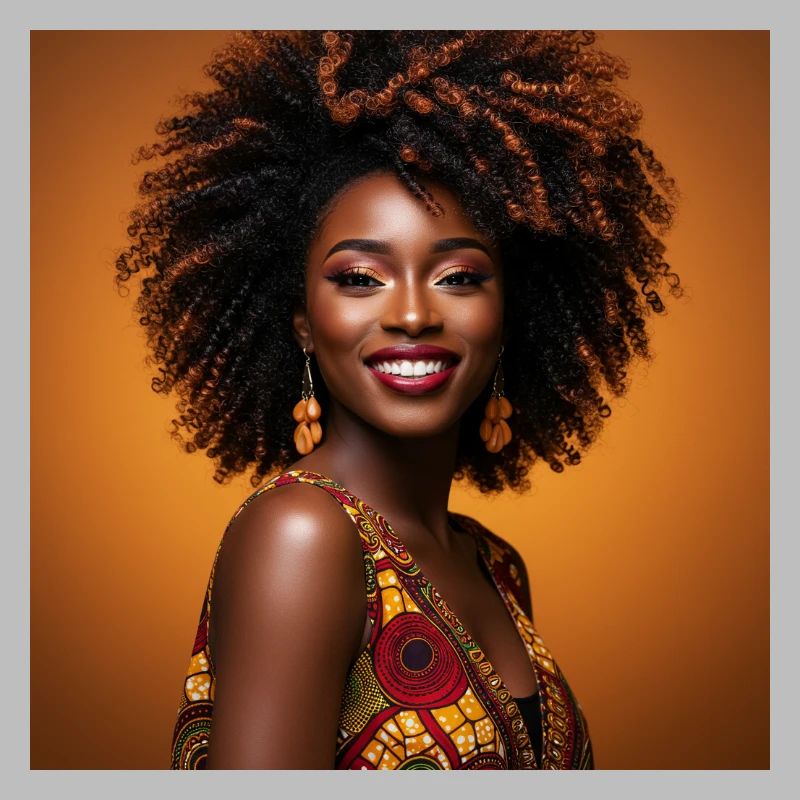 Femme Afro Colorée Joyeuse