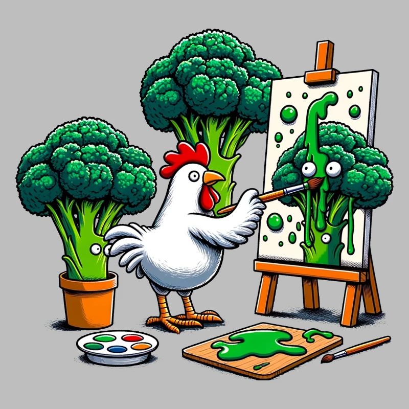 Chicken Paints Broccoli Masterpiece