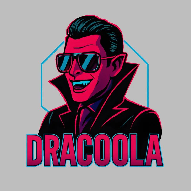 Dracula Dracoola Neon Retro Illustration