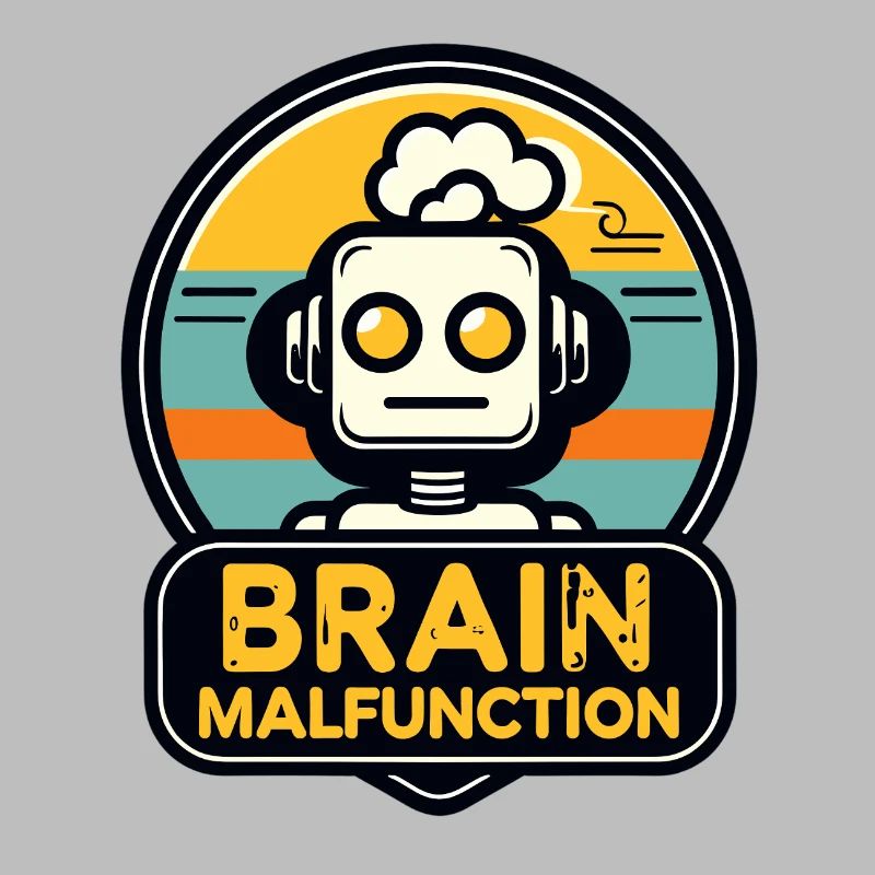 Logo de robot rétro de dysfonctionnement cérébral