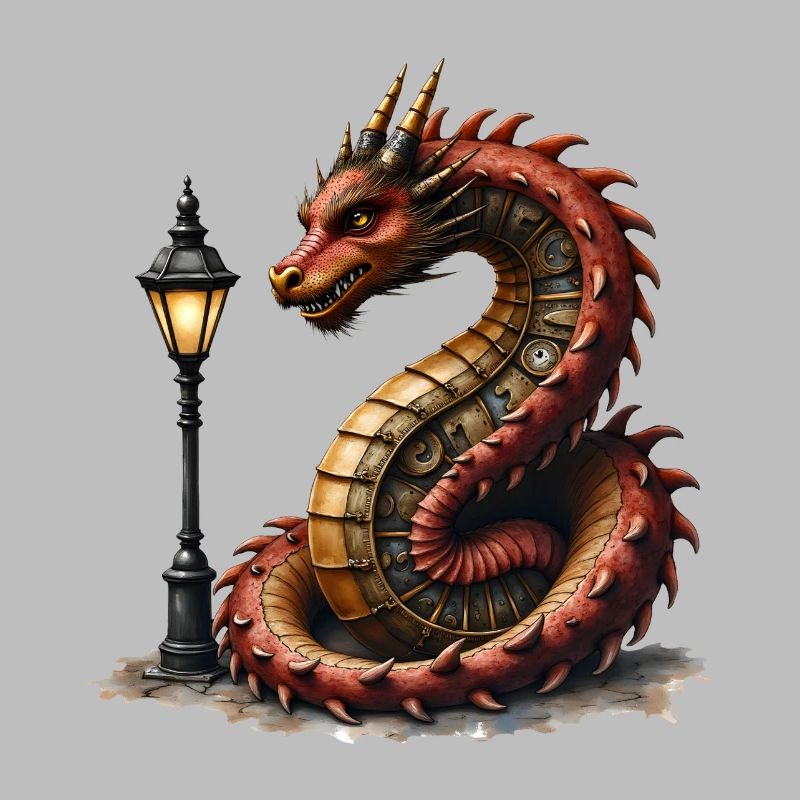 Steampunk Drache mit Laterne