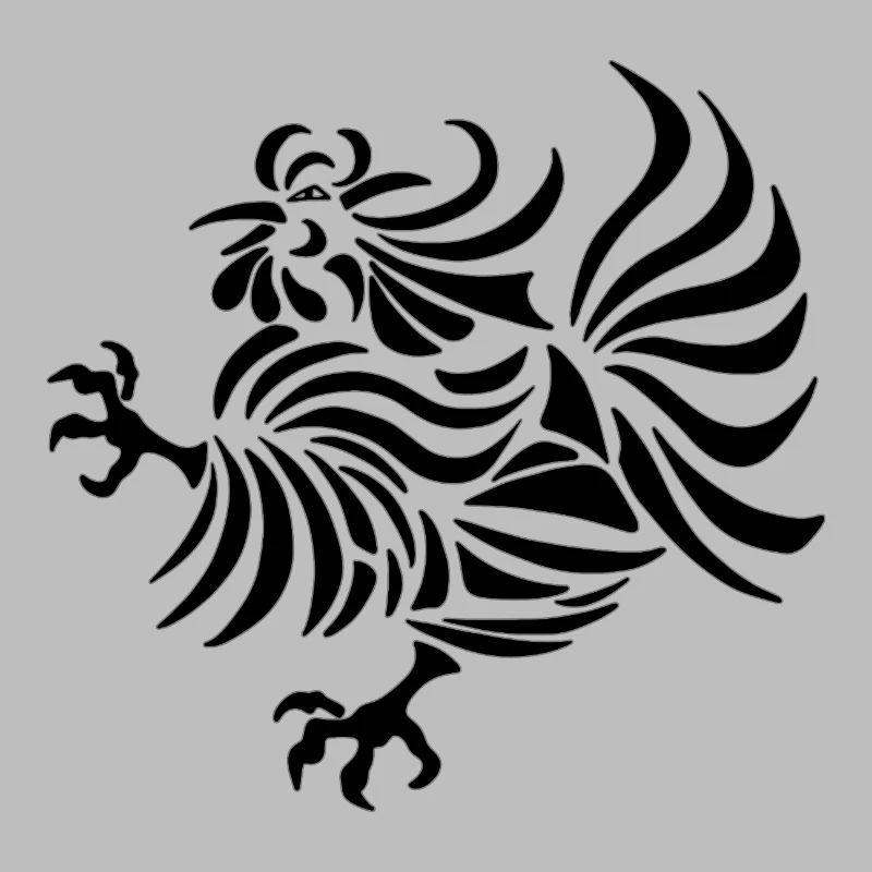 Dessin au trait complexe d'un coq