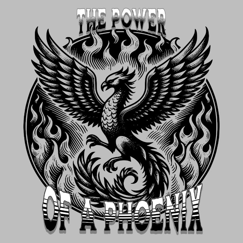 Fiery phoenix with fire