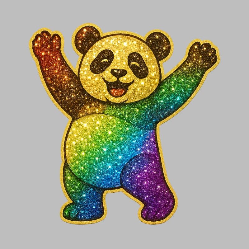 Panda arc-en-ciel scintillant