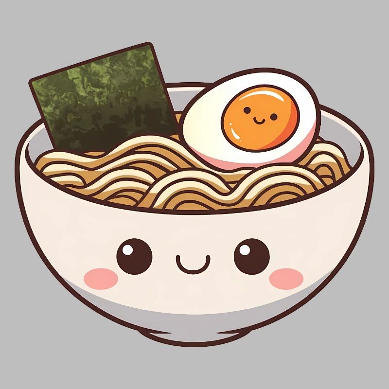 Cute Ramen Bowl with Smiling Face
