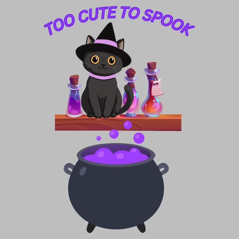 Cute witch cat with magic potion