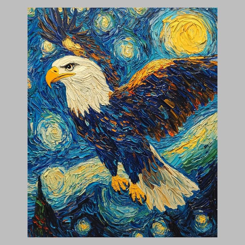 Eagle Bird Van Gogh Style Starry Night