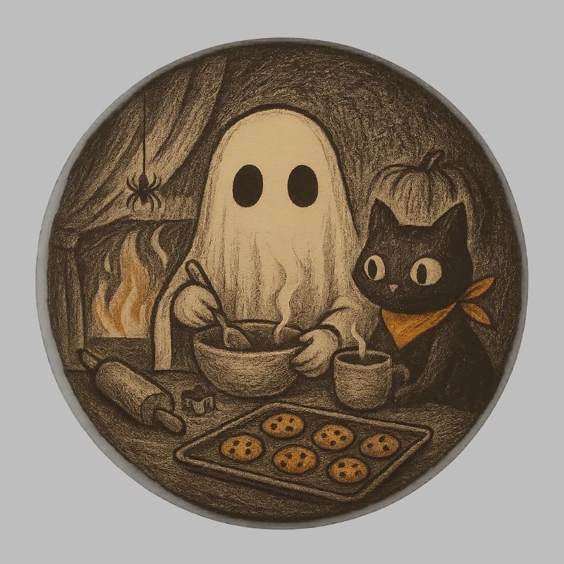 Ghost cooks cookies in the cuddle house