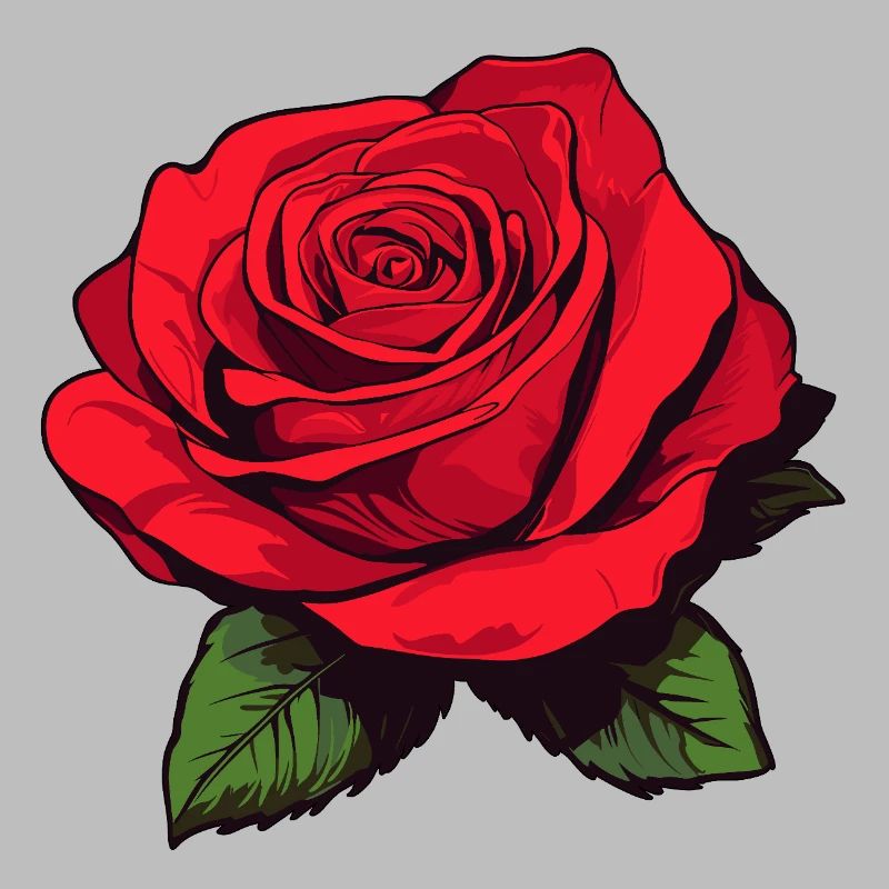 Rose rouge avec des feuilles