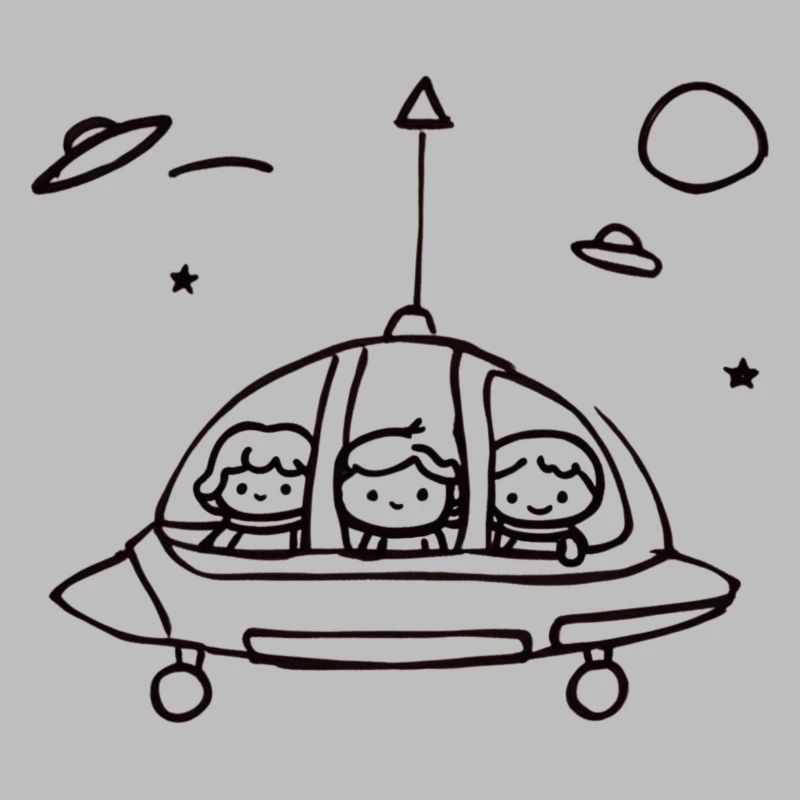 Small UFO crew in space