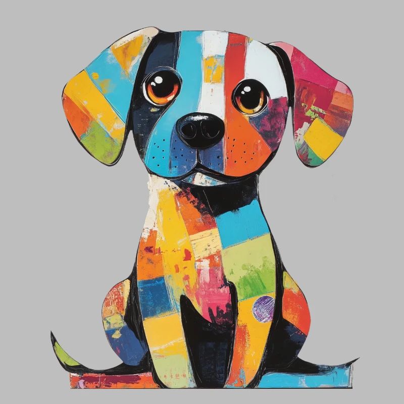 Farbenfroher Patchwork, bunter Hund