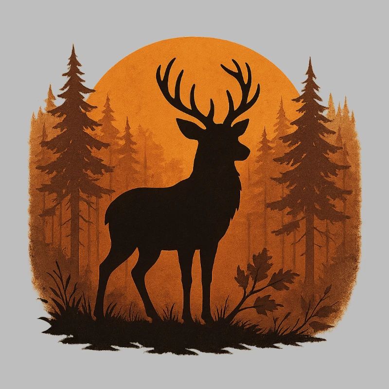 Hirschsilhouette Herbstwald