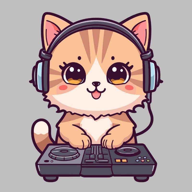 Chat comme DJ avec des écouteurs