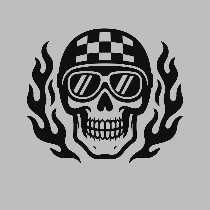 Flame Skull with Checkerboard Helmet