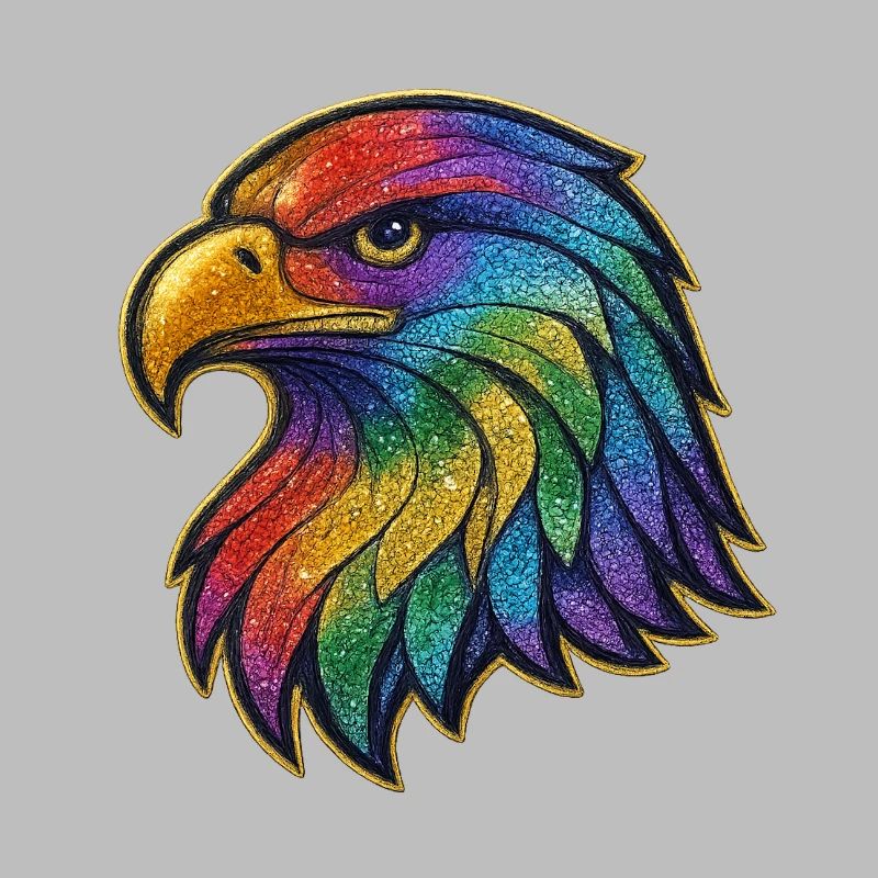 Regenbogen Adler Kopf Patch