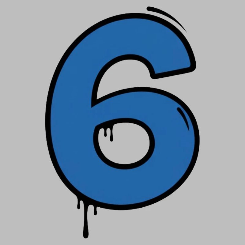 Graffiti Digit 6 Blue
